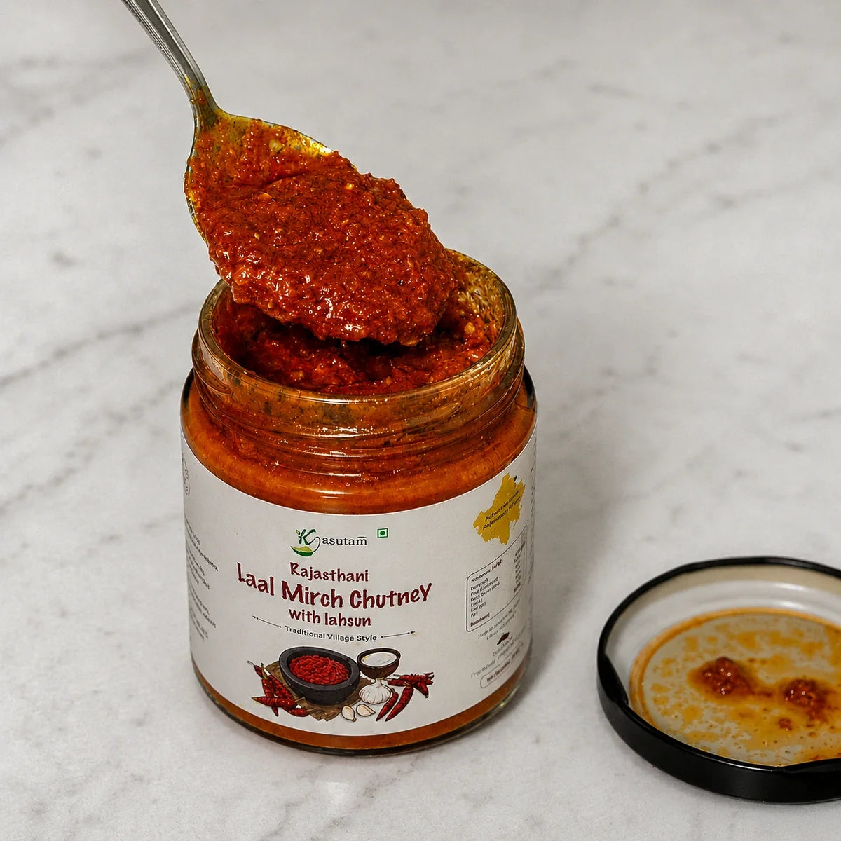 1 Liter A2 Cow Ghee With Rajasthani Laal Mirch Chutney