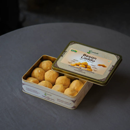 Besan Laddu 800 Gram Tin Box - 12 pcs