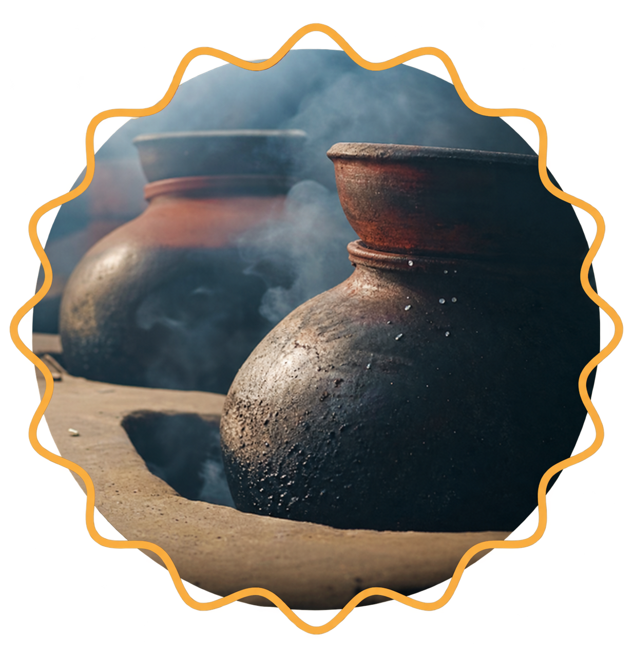 Traditional clay pots used for preparing curd